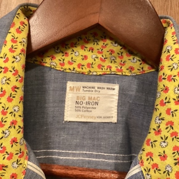 Chambray Blouse Floral Applique Vintage Big Mac by JC Penny‎ Large - Picture 2 of 10